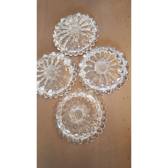 Vintage Hazel Atlas Sunflower Candlestick Holders (4) Ribbed Petals 4.5”x1.25” - Picture 5 of 6